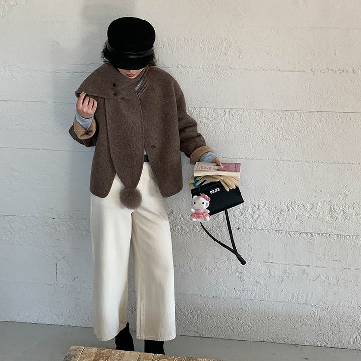 ゆるカワコーデ☆スカーフ付き デザイン性 上品 ウールコート | 17kg | 詳細画像41 