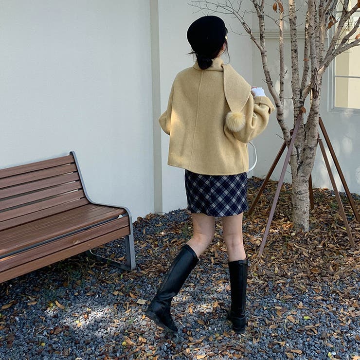 ゆるカワコーデ☆スカーフ付き デザイン性 上品 ウールコート | 17kg | 詳細画像47 