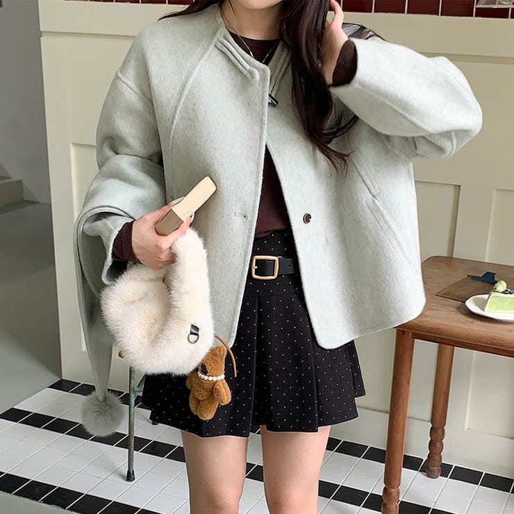 ゆるカワコーデ☆スカーフ付き デザイン性 上品 ウールコート | 17kg | 詳細画像53 