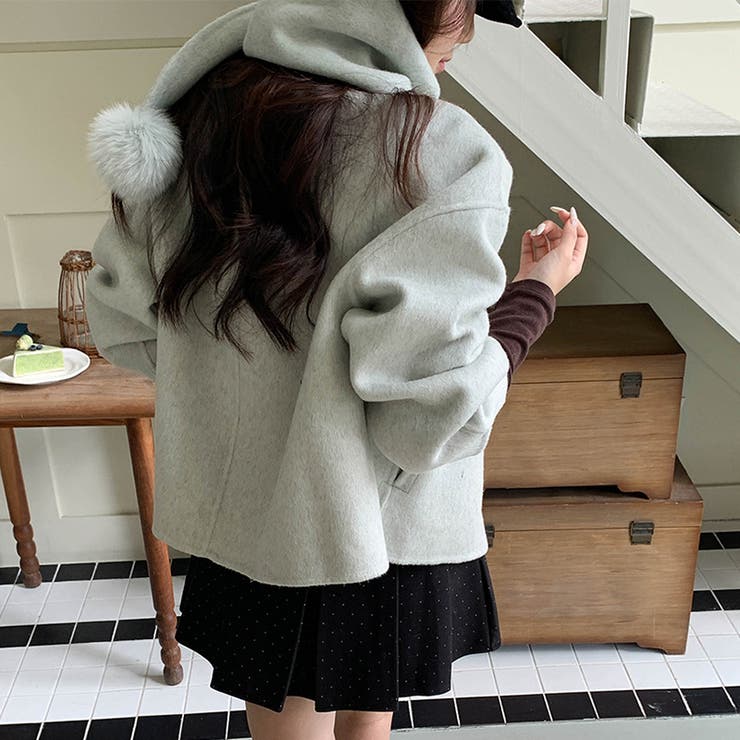 ゆるカワコーデ☆スカーフ付き デザイン性 上品 ウールコート | 17kg | 詳細画像55 