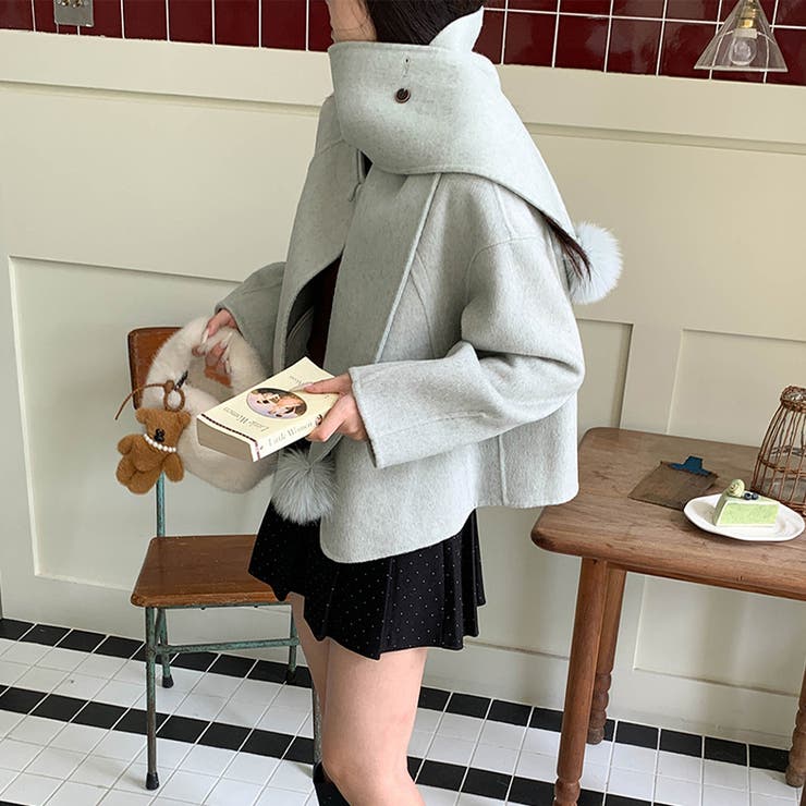 ゆるカワコーデ☆スカーフ付き デザイン性 上品 ウールコート | 17kg | 詳細画像58 