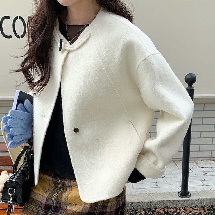 ゆるカワコーデ☆スカーフ付き デザイン性 上品 ウールコート | 17kg | 詳細画像7 