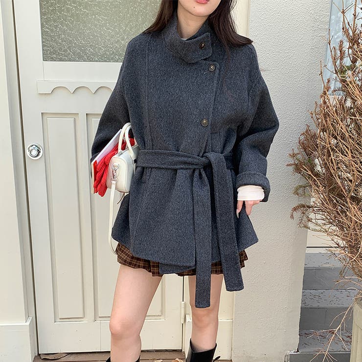 ダークグレー | リラックスコレクター☆スタンドカラー ウール ダブルフェイス コート | 17kg