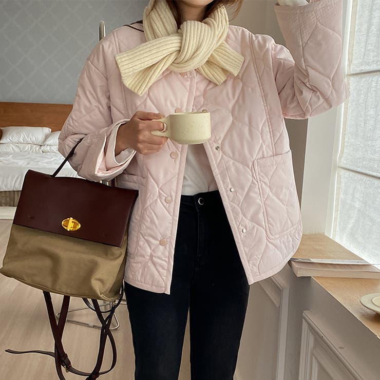 ピンク | 気負わず快適☆キルティング切替 軽量 中綿 ジャケット | 17kg