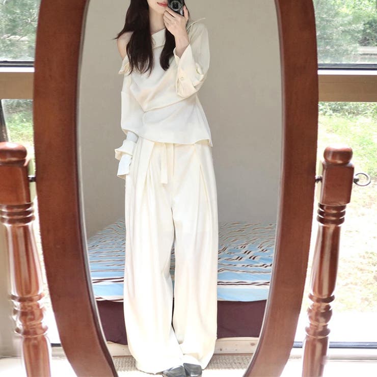 甘辛系ガールズ ワンショルダー風トップス＋カジュアルきれいめスラックス2点セット | 17kg | 詳細画像4 