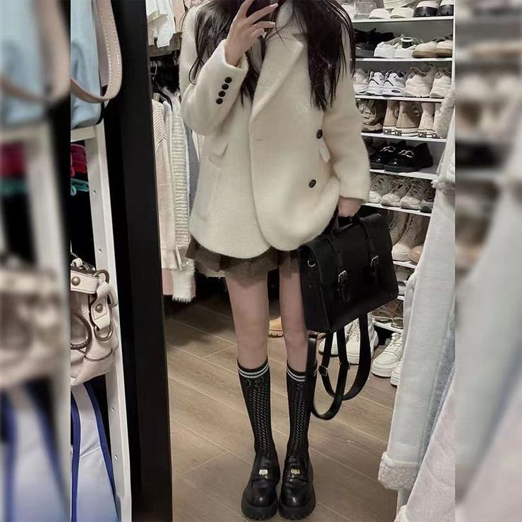 ゆるカワコーデ☆上品エレガントウール混テーラードコート | 17kg | 詳細画像4 