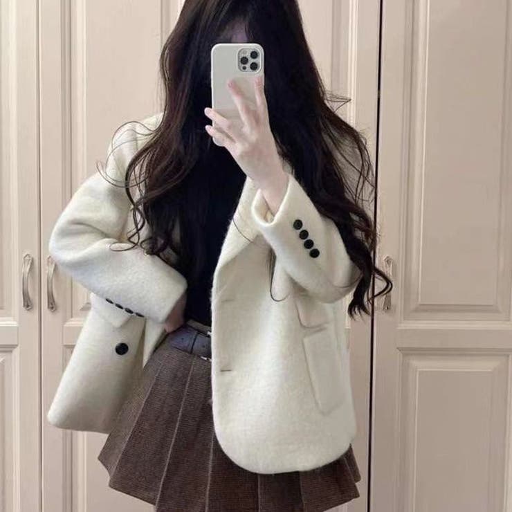 ゆるカワコーデ☆上品エレガントウール混テーラードコート | 17kg | 詳細画像7 