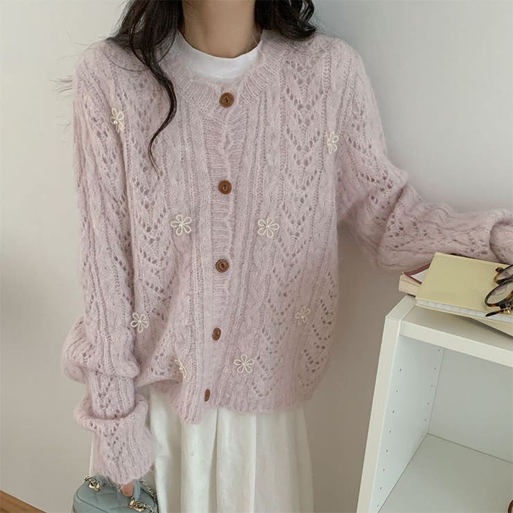 やさしい雰囲気☆透かし編みニットカーディガン | 17kg | 詳細画像1 