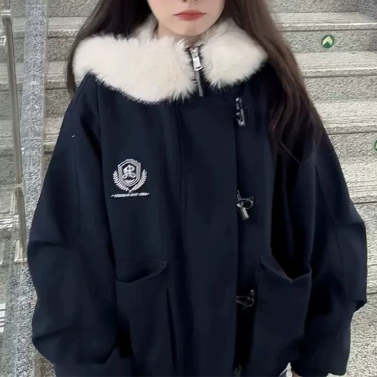 ネイビー | 気負わず快適☆中綿ジャケットショート丈 ボア切替 | 17kg