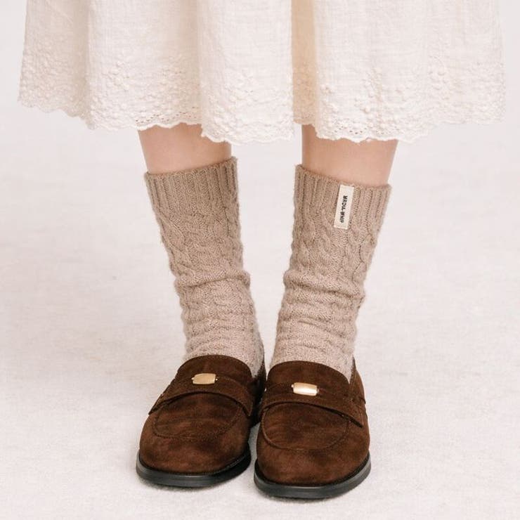 立体ケーブル編みニットソックスミドル丈 ウールソックス | 17kg | 詳細画像1 