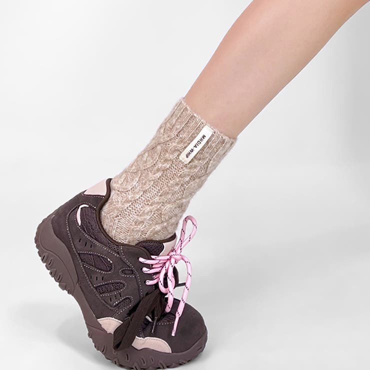 立体ケーブル編みニットソックスミドル丈 ウールソックス | 17kg | 詳細画像9 