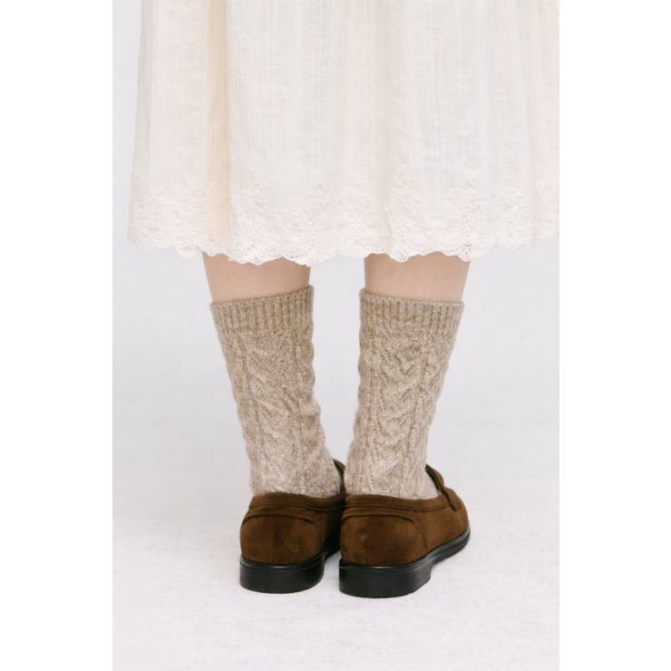 立体ケーブル編みニットソックスミドル丈 ウールソックス | 17kg | 詳細画像3 