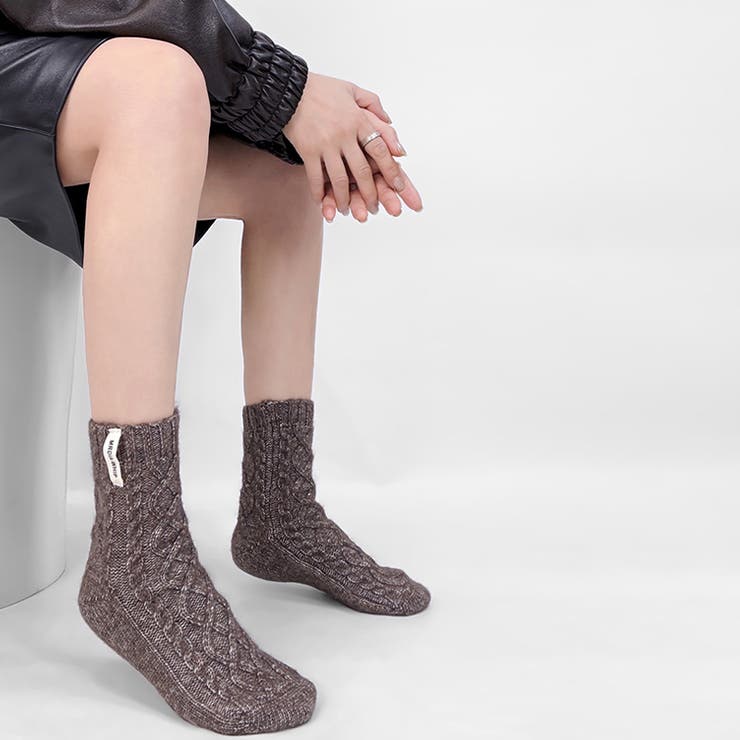 立体ケーブル編みニットソックスミドル丈 ウールソックス | 17kg | 詳細画像12 