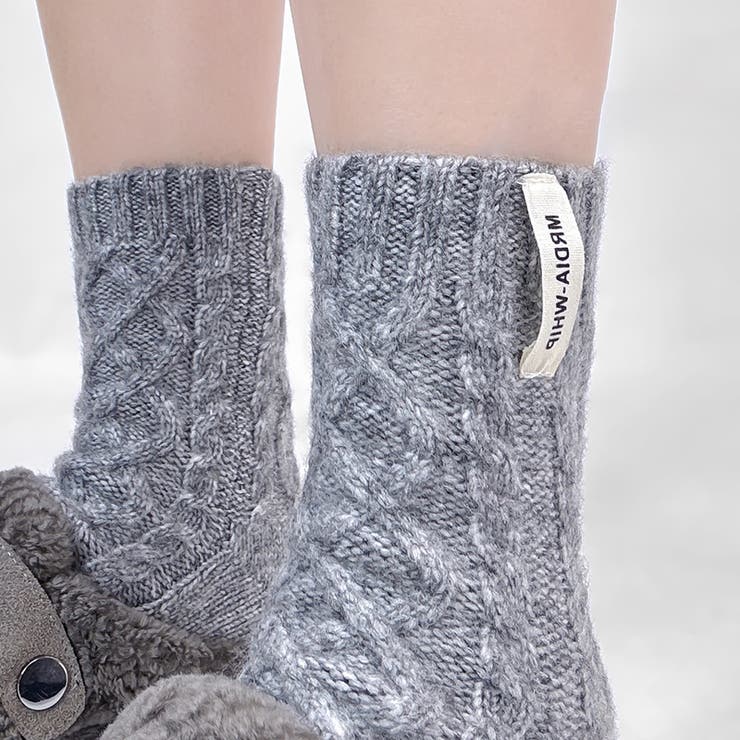 立体ケーブル編みニットソックスミドル丈 ウールソックス | 17kg | 詳細画像4 