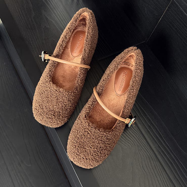 ブラウン | ソックス付きファーシューズワンストラップ ドットソール | 17kg