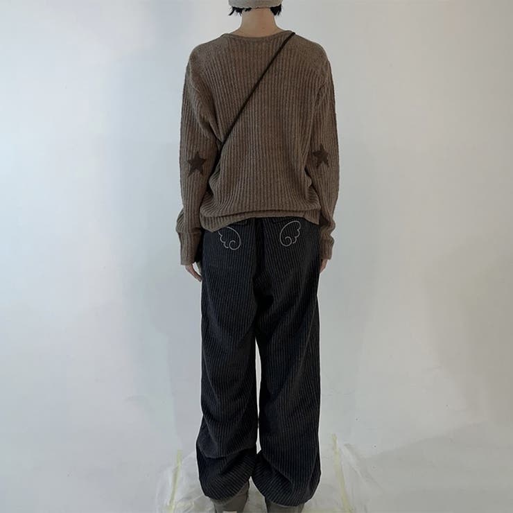 甘辛系ガールズ☆縦ストライプ×ウィング刺繍 ルーズストレートパンツ | 17kg | 詳細画像11 