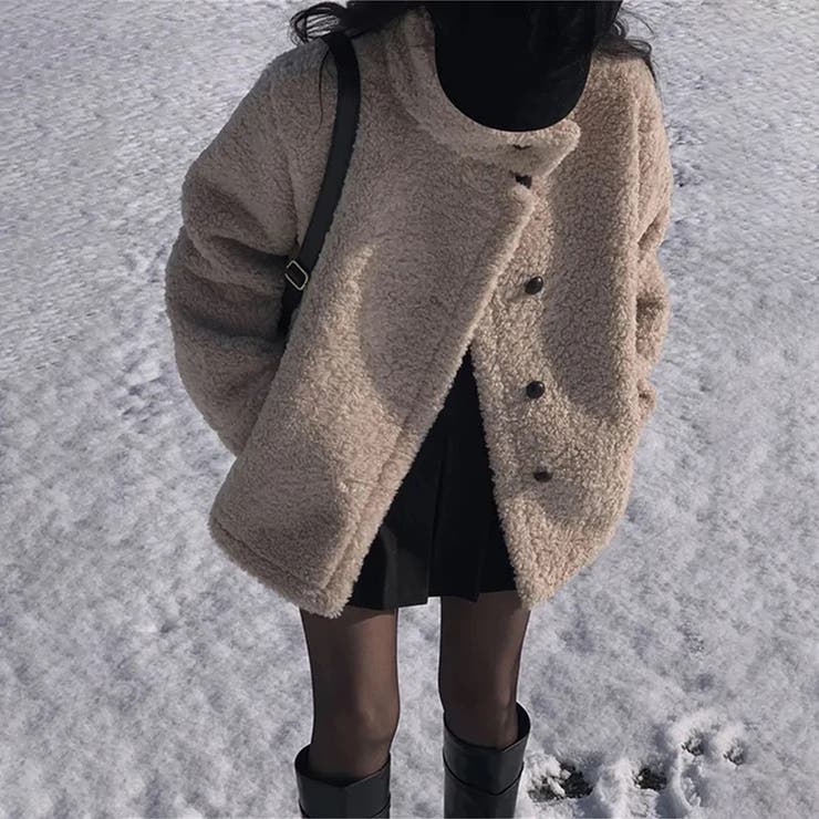 ゆるカワコーデ☆スタンドカラー ムートン一体型ボアアウター | 17kg | 詳細画像1 