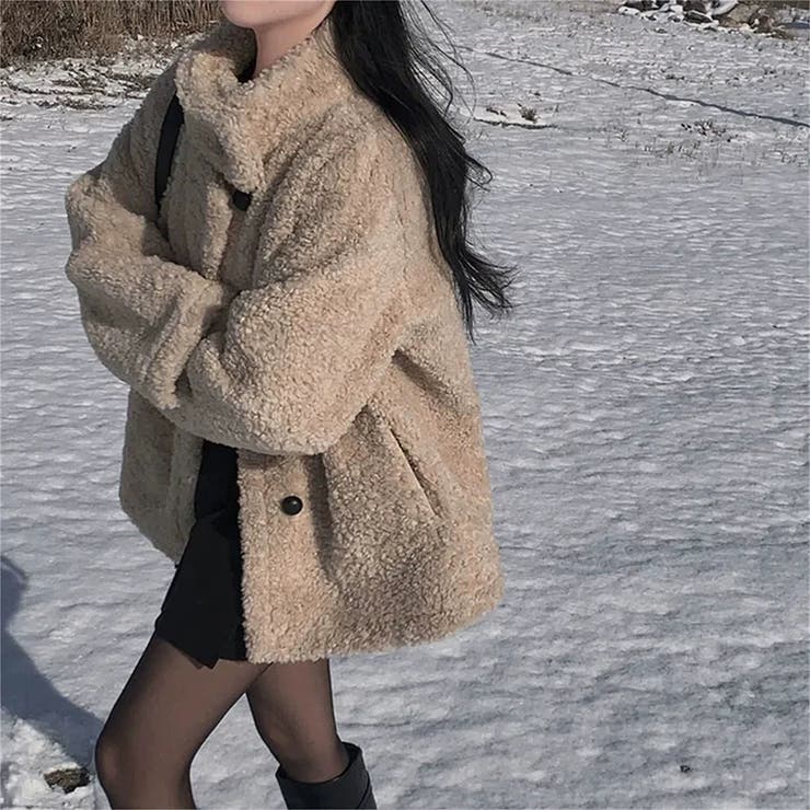 ゆるカワコーデ☆スタンドカラー ムートン一体型ボアアウター | 17kg | 詳細画像4 