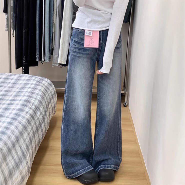 甘辛系ガールズ☆セミフレア デニムパンツ美脚 ワイドパンツ | 17kg | 詳細画像1 