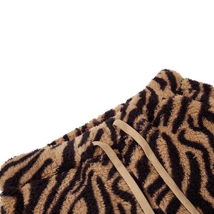 甘辛系ガールズ☆起毛 厚手 カーブシルエットタイガー柄 ボア ワイドパンツ | 17kg | 詳細画像18 