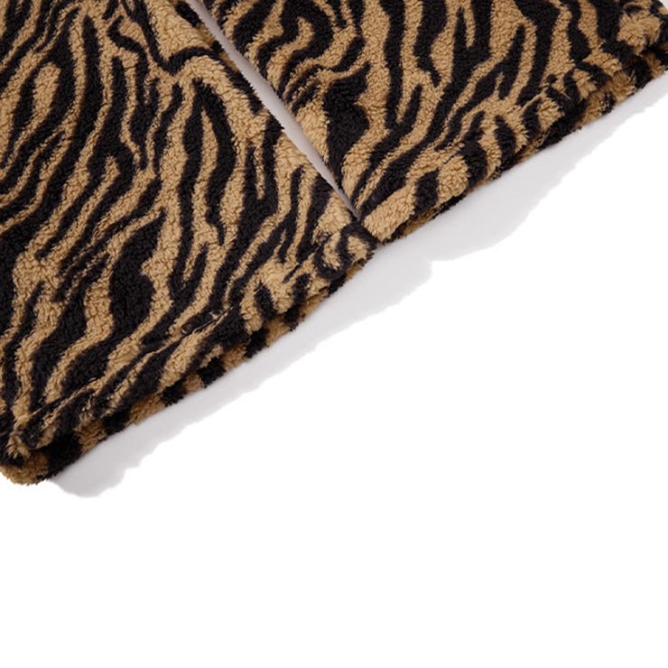 甘辛系ガールズ☆起毛 厚手 カーブシルエットタイガー柄 ボア ワイドパンツ | 17kg | 詳細画像9 