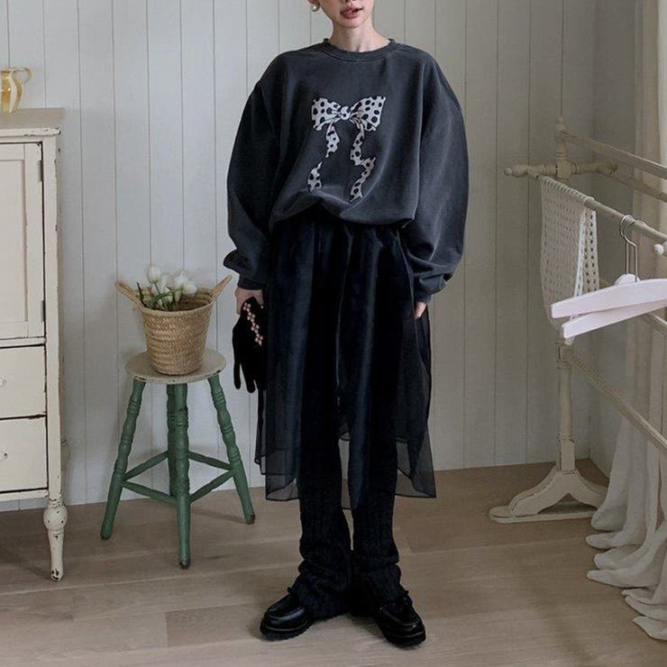 甘辛系ガールズ☆リボンプリント プルオーバースウェット | 17kg | 詳細画像9 