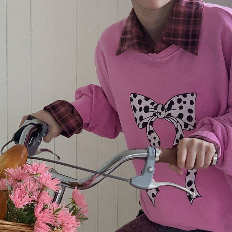 甘辛系ガールズ☆リボンプリント プルオーバースウェット | 17kg | 詳細画像12 