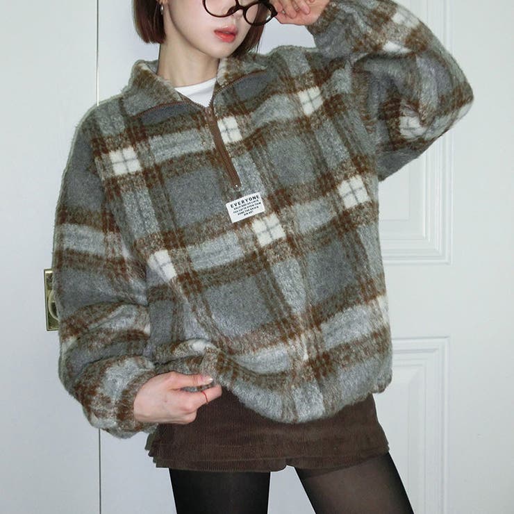 気負わず快適☆レトログリーン チェック柄 ジップアップ ファースウェット | 17kg | 詳細画像10 