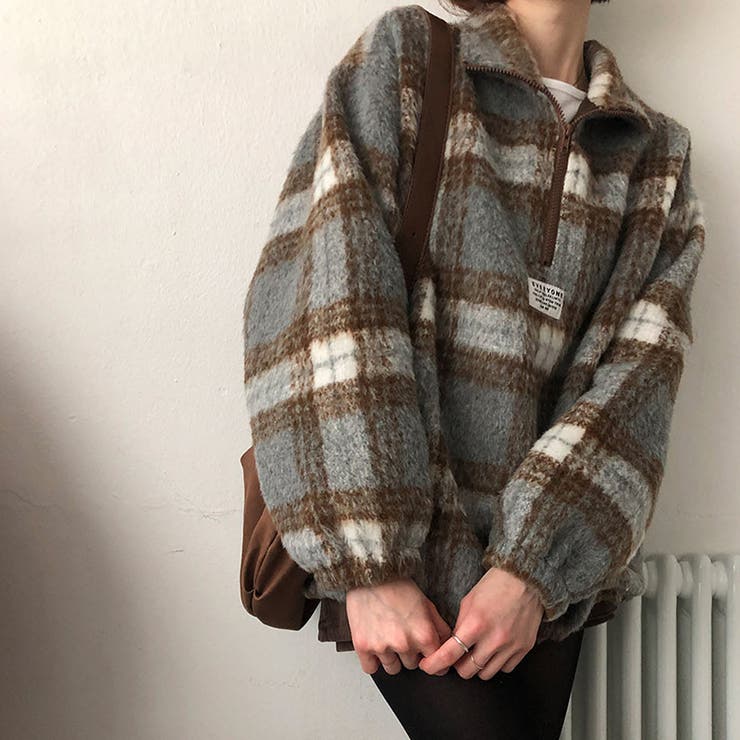 気負わず快適☆レトログリーン チェック柄 ジップアップ ファースウェット | 17kg | 詳細画像13 