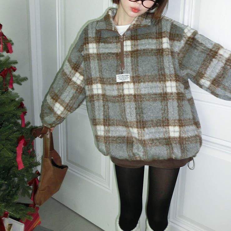 気負わず快適☆レトログリーン チェック柄 ジップアップ ファースウェット | 17kg | 詳細画像18 