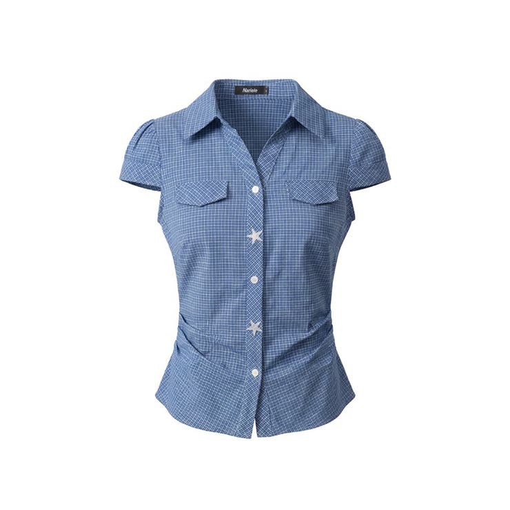 甘辛系ガールズ☆スリムフィット・ウエストシェイプチェック柄 半袖シャツ | 17kg | 詳細画像1 