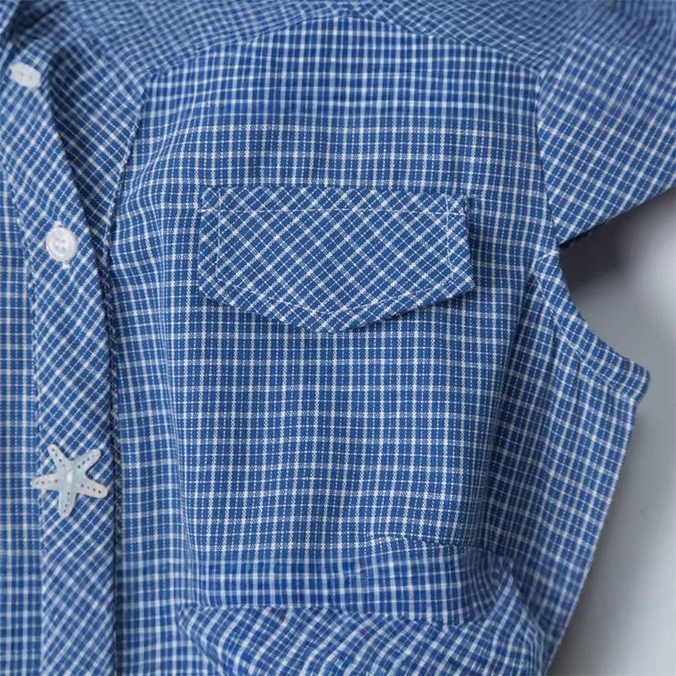 甘辛系ガールズ☆スリムフィット・ウエストシェイプチェック柄 半袖シャツ | 17kg | 詳細画像3 