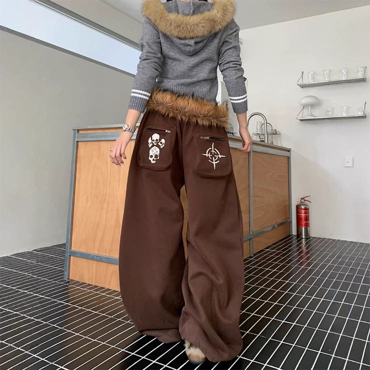 甘辛系ガールズ☆ファー・ベルト付き カジュアルスウェットパンツ | 17kg | 詳細画像1 