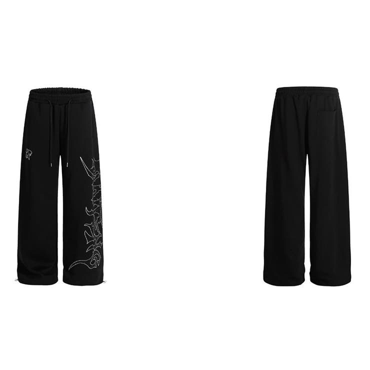 ユニセックス☆レトロ 重工ロゴ ラインストーン装飾スウェットパンツ | 17kg | 詳細画像6 