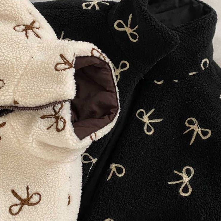 甘辛系ガールズ☆リバーシブル着用可 リボンジャカード ボア ショートジャケット | 17kg | 詳細画像11 