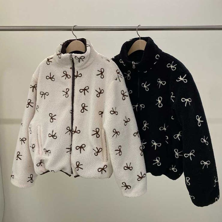 甘辛系ガールズ☆リバーシブル着用可 リボンジャカード ボア ショートジャケット | 17kg | 詳細画像16 