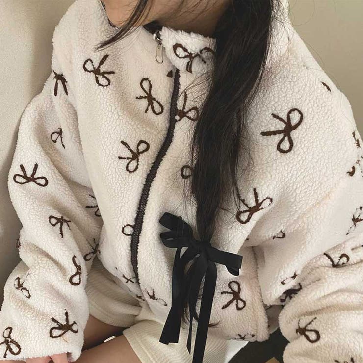 甘辛系ガールズ☆リバーシブル着用可 リボンジャカード ボア ショートジャケット | 17kg | 詳細画像2 