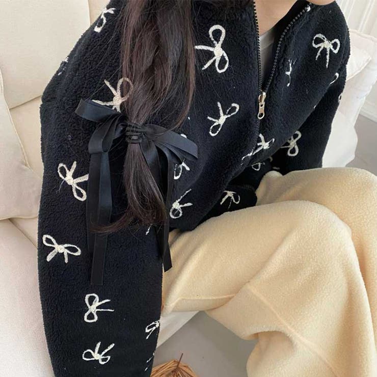 甘辛系ガールズ☆リバーシブル着用可 リボンジャカード ボア ショートジャケット | 17kg | 詳細画像6 