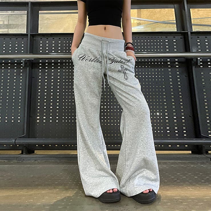 今季トレンド☆レースアップ 微フレアスポーツスウェット ルーズ ワイドパンツ | 17kg | 詳細画像1 