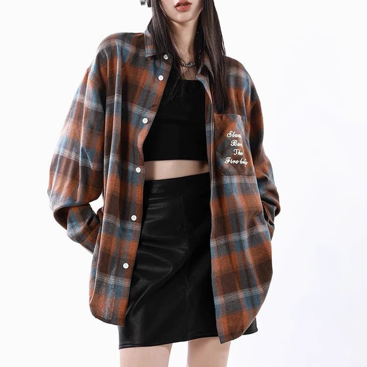 ユニセックス☆配色チェック柄 長袖シャツ若々しい ルーズフィット | 17kg | 詳細画像11 