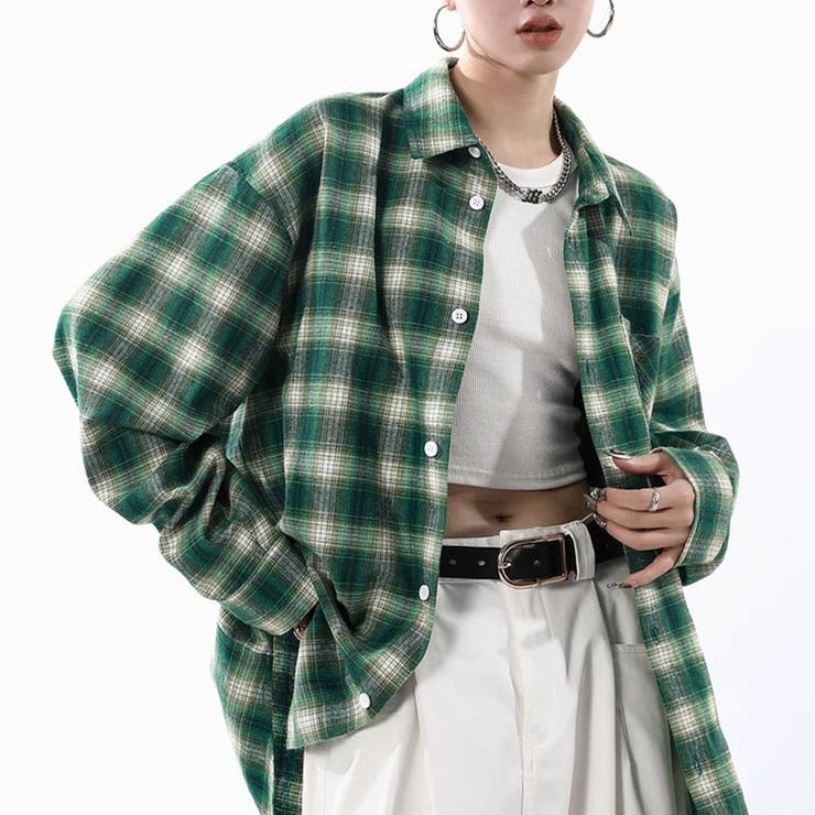 ユニセックス☆配色チェック柄 長袖シャツ若々しい ルーズフィット | 17kg | 詳細画像13 