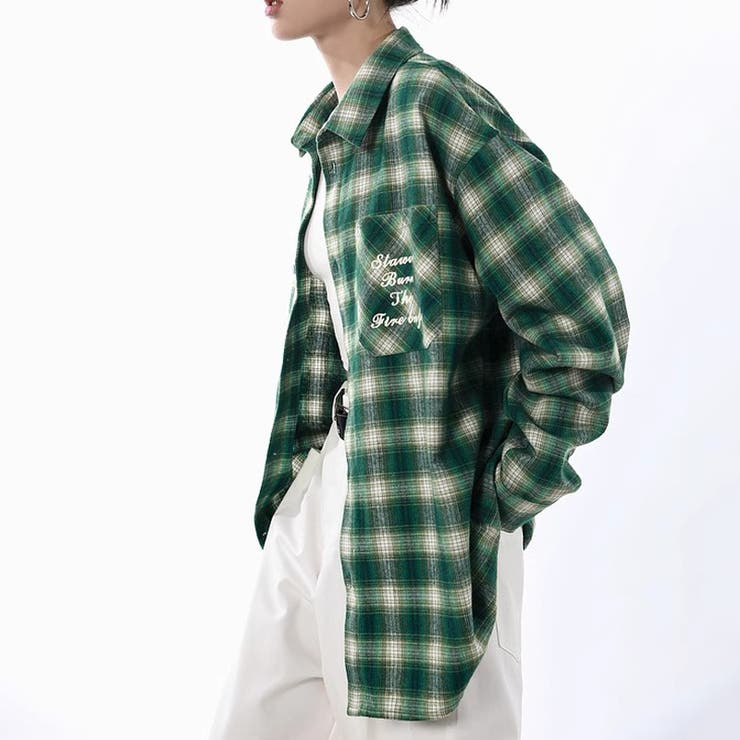 ユニセックス☆配色チェック柄 長袖シャツ若々しい ルーズフィット | 17kg | 詳細画像16 