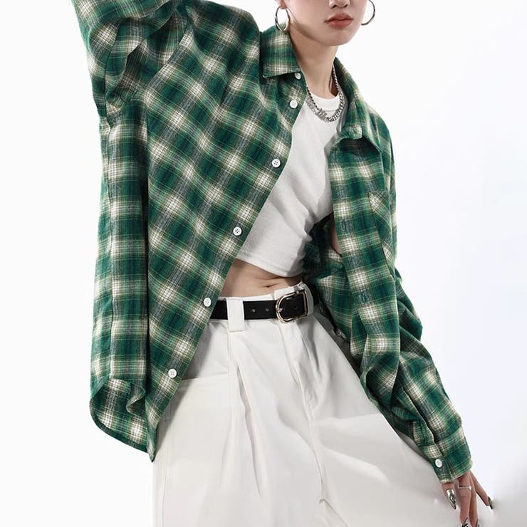 ユニセックス☆配色チェック柄 長袖シャツ若々しい ルーズフィット | 17kg | 詳細画像18 