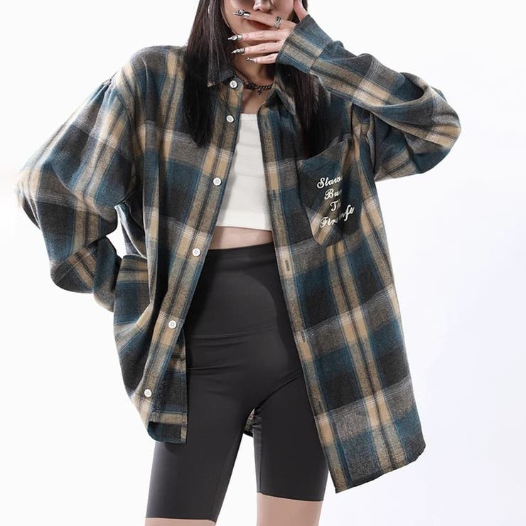 ユニセックス☆配色チェック柄 長袖シャツ若々しい ルーズフィット | 17kg | 詳細画像23 