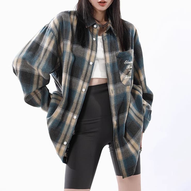 ユニセックス☆配色チェック柄 長袖シャツ若々しい ルーズフィット | 17kg | 詳細画像25 