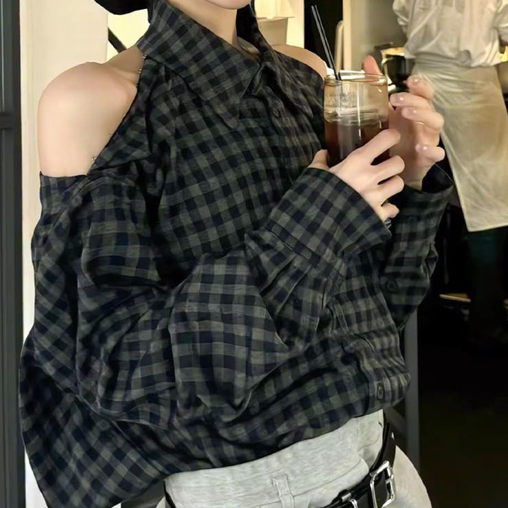 甘辛系ガールズ☆【春】チェック柄 オフショルダー 長袖シャツ | 17kg | 詳細画像7 