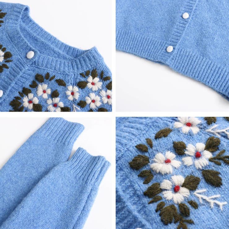 甘辛系ガールズ☆【春】刺繍かぎ編み クルーネックニットカーディガン | 17kg | 詳細画像8 