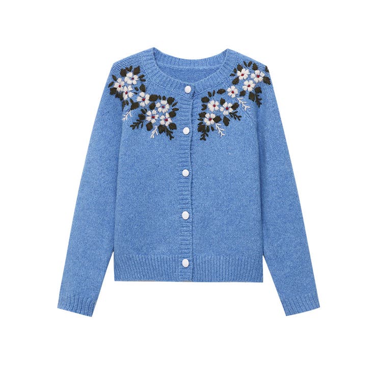 甘辛系ガールズ☆【春】刺繍かぎ編み クルーネックニットカーディガン | 17kg | 詳細画像4 