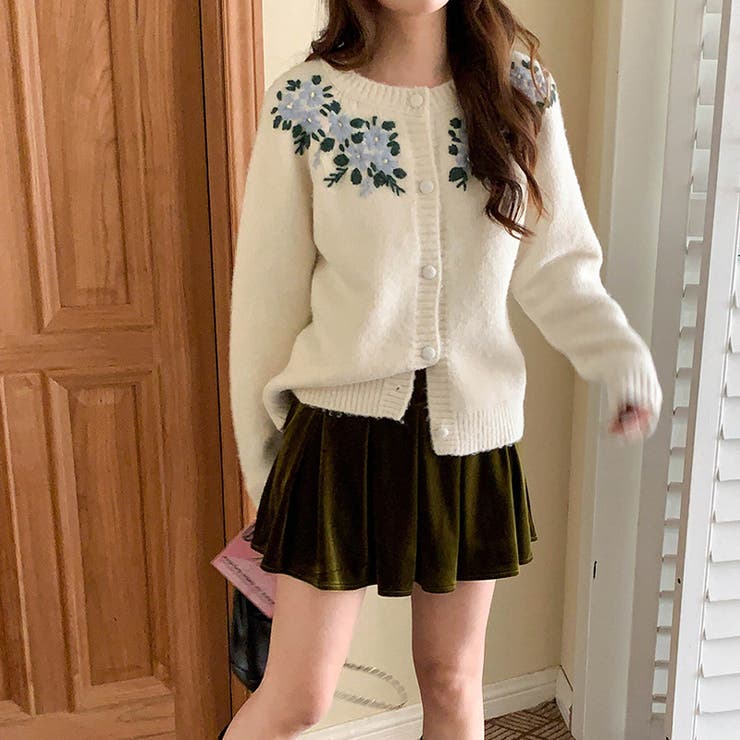 甘辛系ガールズ☆【春】刺繍かぎ編み クルーネックニットカーディガン | 17kg | 詳細画像16 