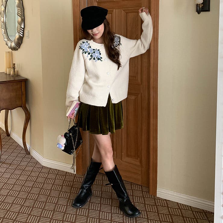 甘辛系ガールズ☆【春】刺繍かぎ編み クルーネックニットカーディガン | 17kg | 詳細画像20 